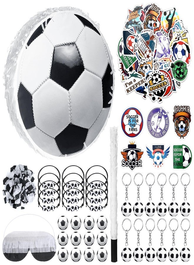 Ecation 1 Ball Piñata Set with Blindfold, Baton and Paper Scrap, Stickers, Keychains, Bracelets, Mini Balls for Birthday Decoration Sport Themed Party Supplies(Soccer) - Image 1